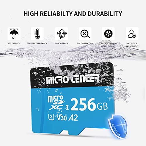 INLAND Micro Center Performance 256GB microSDXC Card, A2 Micro SD Card, UHS-I C10 U3 V30 A2 4K UHD Video Flash Memory Card with Adapter for Smartphones, Tablets, Drones and Action Cameras - size: U3 A2 - 256GB