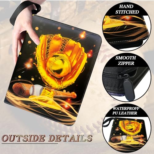 Trading Card Binder 900 Pockets, Baseball Card Binder Holder with 50 Removable Sleeves Fits 900 Sport Cards, Baseball Card Gifts Collector Album with Zipper Storage Display Case - size: 900 Pockets Baseball