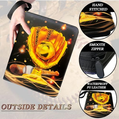 Trading Card Binder 900 Pockets, Baseball Card Binder Holder with 50 Removable Sleeves Fits 900 Sport Cards, Baseball Card Gifts Collector Album with Zipper Storage Display Case - size: 900 Pockets Baseball