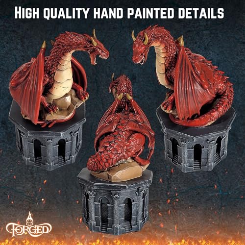 Forged Dice Co. Dragon Dice Jail - D&D Dice Holder and Storage Box with Removable Collectors Dragon Miniature - Fits Up to 2 Standard Polyhedral RPG Sets - Red - color: Red Dragon Dice Jail