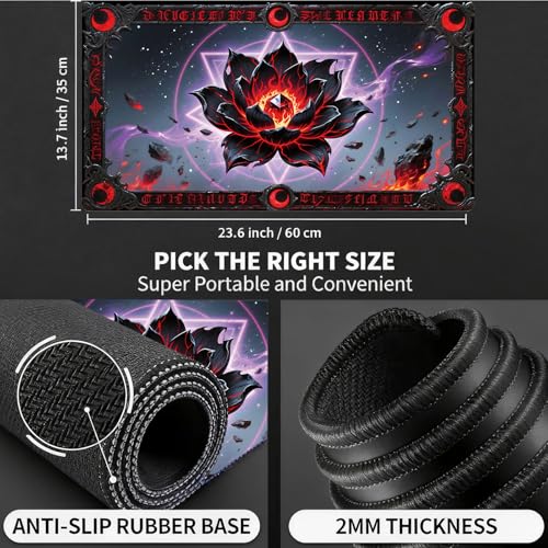for MTG Playmat, for TCG Play Mat, 24 x 14 inches, Magic Game Card Mat Commander Playmat,Trading Card Inked Game Mat,Battle Game Rubber Non-Slip Mat - Lotus - color: Lotus