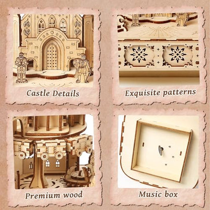 3D Wooden Puzzles for Adults, DIY Magic Castle Model Building Kit w/Music | 149Pcs Creative Craft & Model Kits for Adults, DIY Assembly Puzzle Desk Decor, Holiday Gift for Xmas, Teens Men 14+ - style: Music Magic Castle