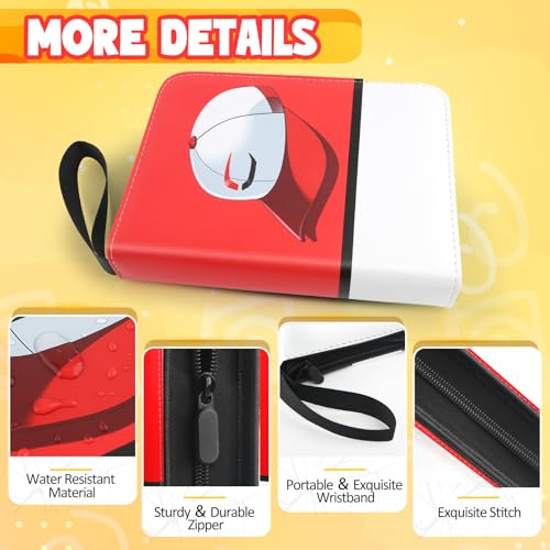 Premium Collectible Trading Card Albums，Card Binder Fits 400 Cards with 50 Removable Sleeves，Display Game Card Case book Holder, Boys Hats Themes - color: 05 red hat