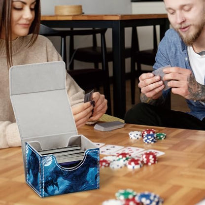 Commander Deck Box for Trading Cards - Fits 100+ Double Sleeved Cards, PU Leather MTG TCG Storage Case with Strong Magnetic Closure, Howling Werewolf - color: Howling Werewolf