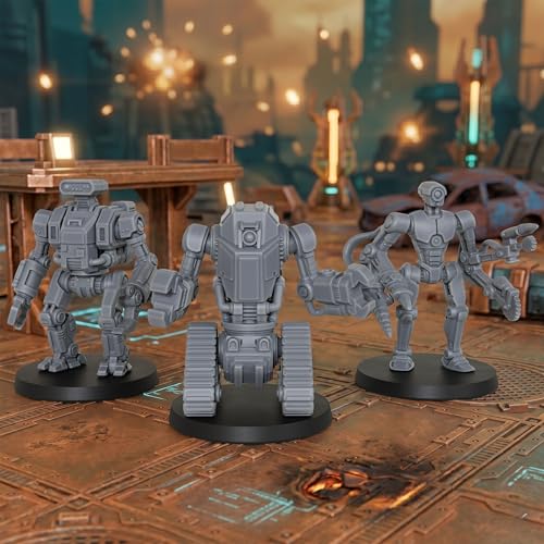Sci-Fi Minis 28mm Tabletop Unpainted Miniatures -Industrial Droids AS1015 | Miniature Game & TTRPG, 1:56 Role Playing Sci-Fi miniatures RPG Accessory Set