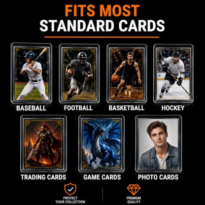 Amzlink® 400 Card Sleeves Toploads for Cards, 3" x 4" Baseball Card Protectors, Premium Standard Size Trading Hard Plastic Card Holder for Sports Football Cards(200 Hard Protectors +200 Soft Sleeves)