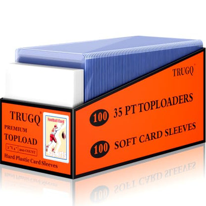 200 Card Sleeves Top Loads for Cards,3"X4"Baseball Card Protectors,Toploaders Hard Plastic for Trading Game Sports Football Cards(100 Hard Protectors +100 Soft Sleeves - size: 100 Hard Sleeves+100 Soft Sleeves