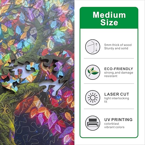 Hartmaze Tree of Life Wooden Puzzle, 178 Intricate Irregular Pieces, 11.2x11.2 Inch, Exquisite Wooden Gift Box – Symbolic Nature Art Jigsaw for Adults & Kids 8+ - color: Tree of Life