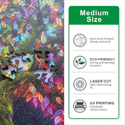 Hartmaze Tree of Life Wooden Puzzle, 178 Intricate Irregular Pieces, 11.2x11.2 Inch, Exquisite Wooden Gift Box – Symbolic Nature Art Jigsaw for Adults & Kids 8+ - color: Tree of Life