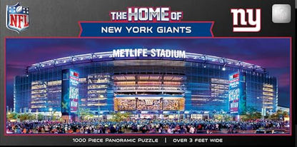 MasterPieces New York Giants Panoramic Puzzle - NFL 1000 Piece Jigsaw - Stadium View 13"x39" - Adult Puzzle for Problem Solving & Spatial Awareness - style: New York Giants