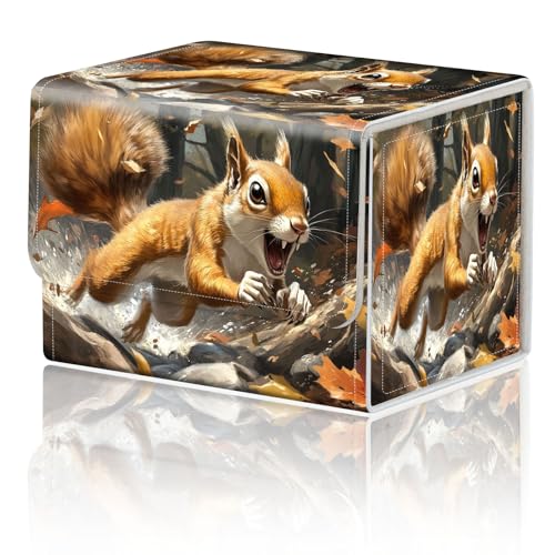 DEGDFSGR Card Game Storage Box TCG Deck Box MTG Card Box Organizer Trading Card Case Commander Deck Box TCG Card Storage Box Magnetic Closure Creative Pattern Up to 200 Cards, A Cute Brown Squirrel - color: A Cute Brown Squirrel