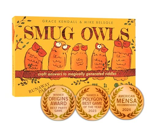 Smug Owls Card Game- Award-Winning Hilarious & Creative Riddle Party Game | Fun for the Whole Family | Easy to Learn | Kids and Adults | 8+ | 15-20 min | 3-15 Players
