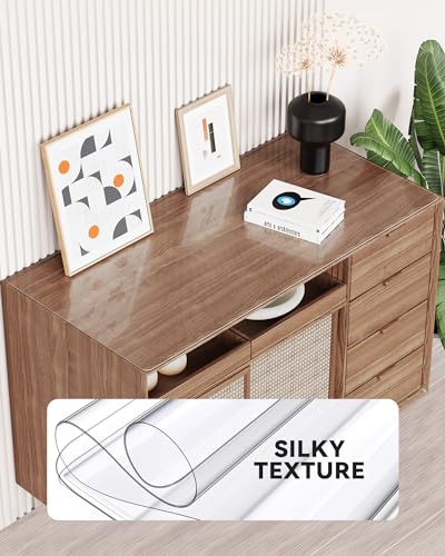 Clear Writing Desk Pad, 47.2’’x23.6” Heat Resistant Waterproof PVC Round Edge Durable Desk Protect Mat, Anti-Static Writing Mat Table Protector - size: 23.6" x 47.2"