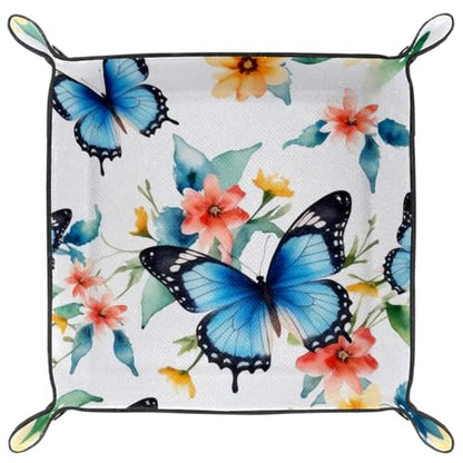 Butterflies Florals Dice Tray Dice Rolling Tray Folding Dice Holder for Dice Games, Like RPG, DND and Other Table Games - color: Multi 10