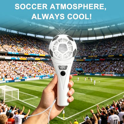 SZO Portable Handheld Turbo Fan, World Cup Soccer Mini Personal Fan with 5-Speed Wind, Digital Power Display, USB Rechargeable Fan for Home, Office, Outdoor & Soccer Fans