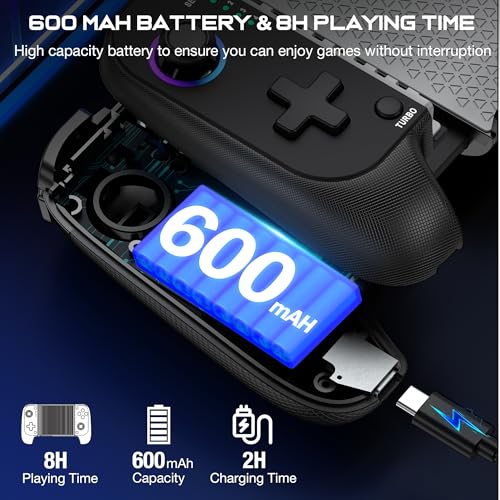 GIGEEKNY Phone Controller for iPhone/Android Support Phone Case, Mobile Game Controller with Led Light, Upgraded Joysticks, Turbo