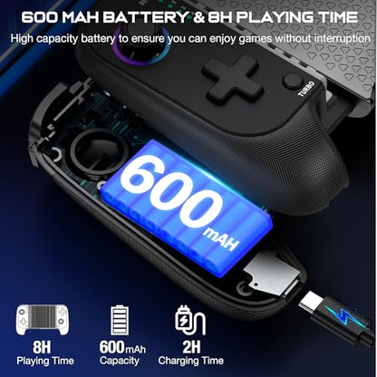 GIGEEKNY Phone Controller for iPhone/Android Support Phone Case, Mobile Game Controller with Led Light, Upgraded Joysticks, Turbo
