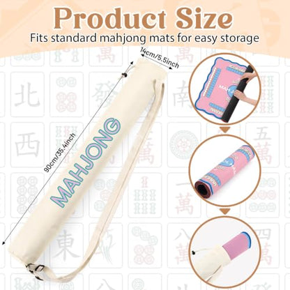 35 Inch Long Mahjong Mat Bag Waterproof Mahjong Mat Storage Carrying Bag Double Strapped Polyester Drawstring Lightweight Holder for Board Games Storage-mat Not Included(White) - color: White