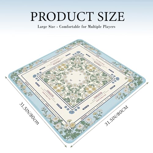 Crease-Free Mahjong Mat For Table American Mah Jongg Mats with Portable Bag Noise Reduction Non-Slip Table Cover 31.5*31.5in Large Waterproof Neoprene Pad For Poker Board Mah Jong Game Card Mahjongg - color: Daisy-2