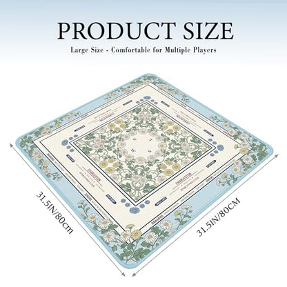 Crease-Free Mahjong Mat For Table American Mah Jongg Mats with Portable Bag Noise Reduction Non-Slip Table Cover 31.5*31.5in Large Waterproof Neoprene Pad For Poker Board Mah Jong Game Card Mahjongg - color: Daisy-2
