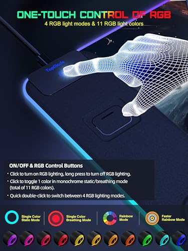 TopMade Wireless Charging Mouse Pad, RGB Gaming Mousepad Home Office Desk Pad, 31.5” x 15.8” Large Desk Mat, Waterproof Keyboard Pad, Cosmic Planet (Includes 20W PD Power Adapter & 6.56ft Woven Cable) - color: Upgraded Rgb - Cosmic Planet With Adapter