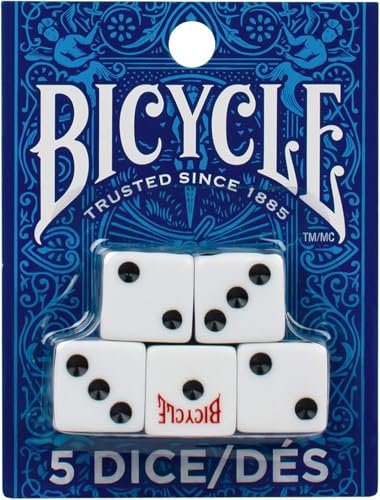 Bicycle 5 Dice Set Six Sided D6 Standard Game White Black 16 mm | lawn-game-equipment