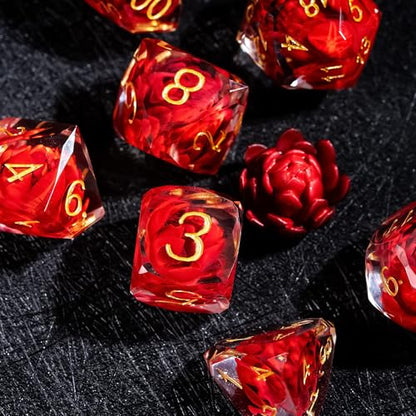 7PCS DND Dice Set,Transparent Sharp Edge Dice Set D&D RPG Polyhedral Die,for Dungeons and Dragons TTRPG Games Roleplaying Games,with Gift Box(Lotus Red) - color: Lotus Red