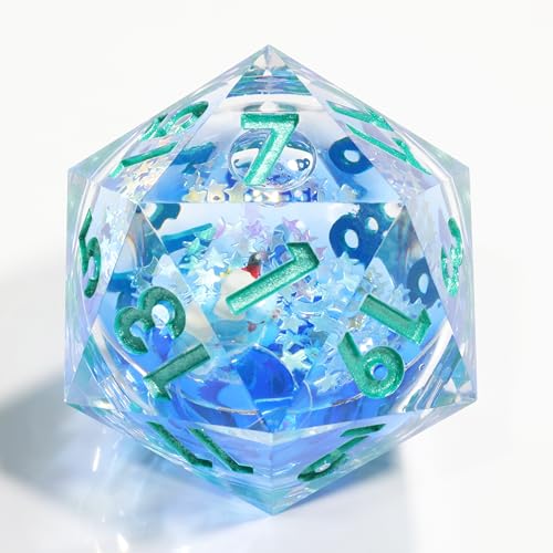 Mini Planet Resin Giant 50mm Chonk D20 Polyhedral Liquid Core Handmade Sharp Edge RPG DND Table Games Collectors Spining Dice - color: Car