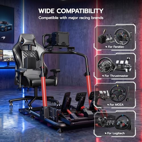 ARES WING Racing Wheel Stand with Chair Fixing Slot, Foldable Racing Simulator Cockpit, Formula GT Sim Racing Cockpit Compatible with Fanatec, Thrustmaster, Logitech, Moza, Simagic, Gaming Equipment
