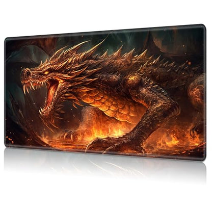 MTG Playmat,Game Play Mat for MTG TCG 24 x 14 inches Cards Game Playmats,Trading Card Game Stitched Play Mats Commander Deck Gaming Desk Mat Card Gameplay Mats,Angry Firedragon - color: Angry Firedragon, size: NO Zone