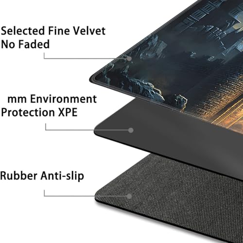 for MTG Game Playmat - 24 x 14 inches with Dices and Storage Bags, Non-Slip Base for TCG and Board Game Card Mats, Trading Card Games Mat, Night Castle Gates Pattern Collectible Card Playmats - color: Jv-playmat-p7-1-g199