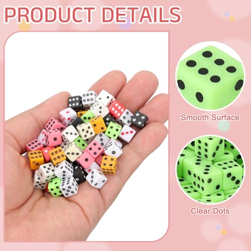 uxcell 300Pcs Mini Dice, 8mm/0.31" Acrylic Tiny Six Side Game Dot Square Dice Bulk for Table Board Game Party Activities, Green/Black - color: Green/Black, size: 8mm/0.31"