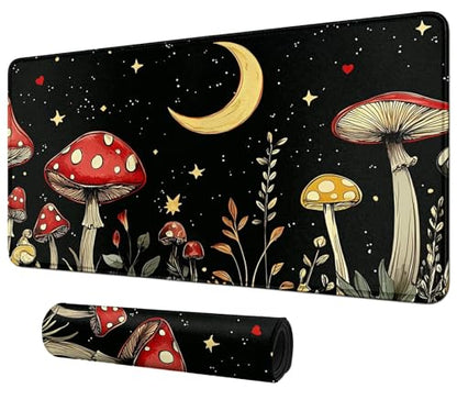 Mushrooms Snails and Moths for MTG & TCG Playmat Mouse Pad,BFDHGQZC 24" x 14" Game Mat for MTG/RPG/CCG Trading Card Game Playmats Table Mat Perfect for Card Games Video Games Computer Office - color: Mushrooms Snails and Moths