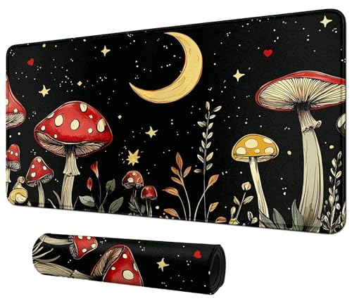 Mushrooms Snails and Moths for MTG & TCG Playmat Mouse Pad,BFDHGQZC 24" x 14" Game Mat for MTG/RPG/CCG Trading Card Game Playmats Table Mat Perfect for Card Games Video Games Computer Office - color: Mushrooms Snails and Moths