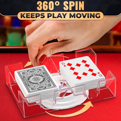 Playing Cards Holder Rotating 360° – Compact Plastic Playing Card Tray for Easy Access 2 Decks with Smooth Rotation | Organizes Multiple Decks for Canasta, Poker & More, Durable with Smooth Rotation - size: 2 Decks