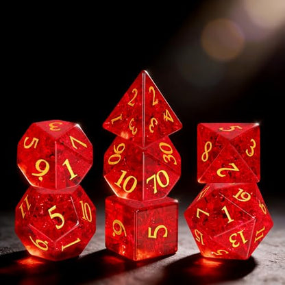Fluorescent Red 7Pcs Polyhedral Dice Set, K9 Crystal Cat's Eye Multi-Faceted DND Dice for Dungeons and Dragons RPG Tabletop Game (neon red) - color: Neon Red