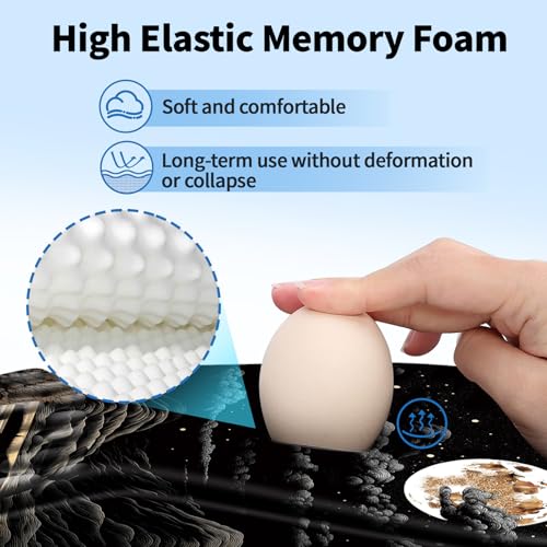 YIWEI Ergonomic Mouse Pad with Wrist Rest for Carpal Tunnel Pain Relief | Memory Foam Wrist Support,Non-Slip Rubber Base, Keyboard Computer Mousepad,Lycra Cloth Surface,Gaming Home Office - color: Moon
