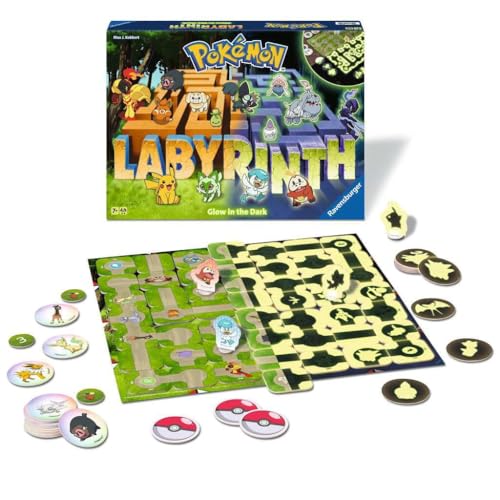 Ravensburger Pokémon Labyrinth Glow in the Dark - Sliding Fun with Your Favorite Pokémon - Playable in Light and Dark for 2-4 Players Ages 7 and Up - style: Pokémon Labyrinth Glow in the Dark