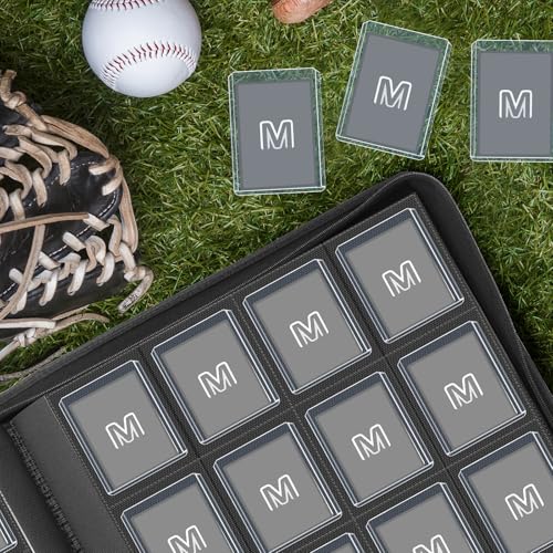 16 Pocket Toploader Binder,Holds 640 TopLoaders (16 Dark Grey) | Top Loader Binder for 3" x 4"Rigid Cards,Sleeves Card Collection Binder,20 Double Sided Pages with Trading & Sports Holder - color: 16Dark Grey