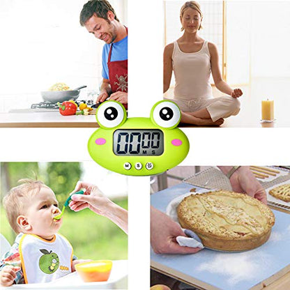 Kitchen Timer, Cute Cartoon Animal Countdown Timer, Digital Cooking with Magnetic, LCD Large-Screen Visual Clock, Hangable Alarm Clock with Stand，for Cooking Bake Sport Game (Timer-QW) - color: Timer-qw