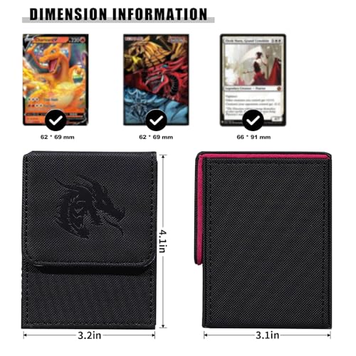 MTG Card Deck Box For Commander Deck Box With 2 Dividers, Card Storage Box Fits 100+ Single Sleeved Cards, PU Leather Strong Magnet Card Deck Case Holder for Magic Yugioh TCG (Red/Black - color: Red/Black