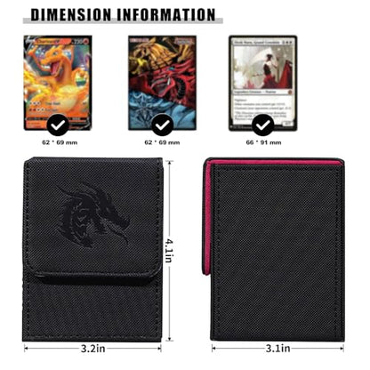 MTG Card Deck Box For Commander Deck Box With 2 Dividers, Card Storage Box Fits 100+ Single Sleeved Cards, PU Leather Strong Magnet Card Deck Case Holder for Magic Yugioh TCG (Red/Black - color: Red/Black