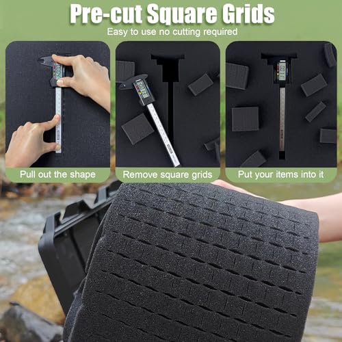 LAFENLIN Pick & Pluck Foam 4-Pack for Gun Case,16x12x2"Customizable Insert | High-density closed-cell polyethylene, pre-scored for easy customization.Protects firearms, electronics, tools & collectibles - size: 4 Pack One Size-16 Inch Length