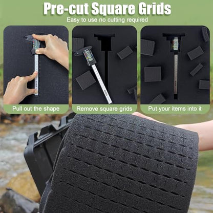 LAFENLIN Pick & Pluck Foam 4-Pack for Gun Case,16x12x2"Customizable Insert | High-density closed-cell polyethylene, pre-scored for easy customization.Protects firearms, electronics, tools & collectibles - size: 4 Pack One Size-16 Inch Length
