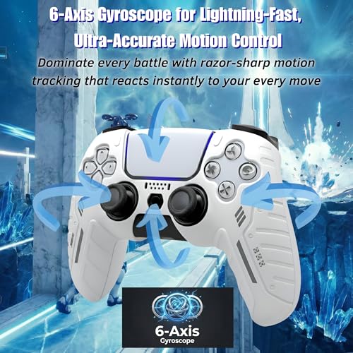 NexoGame Wireless Controller for PS5 with 3D Hall Effect Joysticks, Bluetooth 5.0 Gamepad with Motion Control, Dual Vibration, USB C Rechargeable Design, Compatible with PS5 Console and Windows PC Gaming - color: White