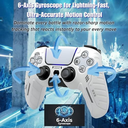 NexoGame Wireless Controller for PS5 with 3D Hall Effect Joysticks, Bluetooth 5.0 Gamepad with Motion Control, Dual Vibration, USB C Rechargeable Design, Compatible with PS5 Console and Windows PC Gaming - color: White