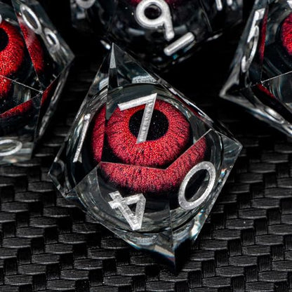 ARUOHHA DND Resin Dice Dragon Eye Dice Liquid Core Red Sharp Edged Dice Set with Gift Box, Polyhedral D and D Dice Set Role Playing Game D20 D12 D10 D8 D6 D4 - color: Yy03-red