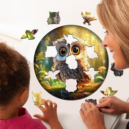 Wooden Puzzles for Kids Ages 6-8 - 50 Pieces Cute Owl Puzzle - Unique Animal Shaped Puzzles Ages 5-8 - Birthday Gift for Kids(11.4x11.4in)‌ - color: Cute Owl