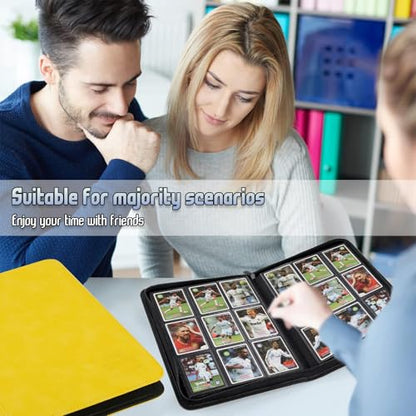 Trading Card Binder, Premium 9 Pocket Double Sided 540 Pocket PU Card Collection Binder, Collectible Trading Card Albums for MTG, TCG, Sport Card, Game Cards (Yellow) - color: Yellow