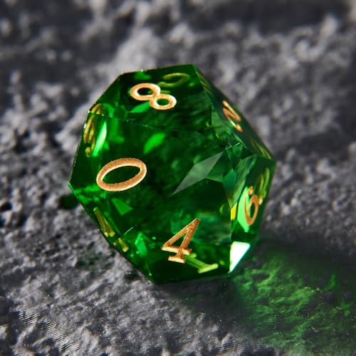 Prism Gemstone DND Dice Set, 7-Piece Glass Gemstone Dice for Dungeons and Dragons, RPG MTG Polyhedral D&D Crystal Glass Dice Set D4 D6 D8 D10 D% D12 D20 for TTRPGs - color: Prism Green